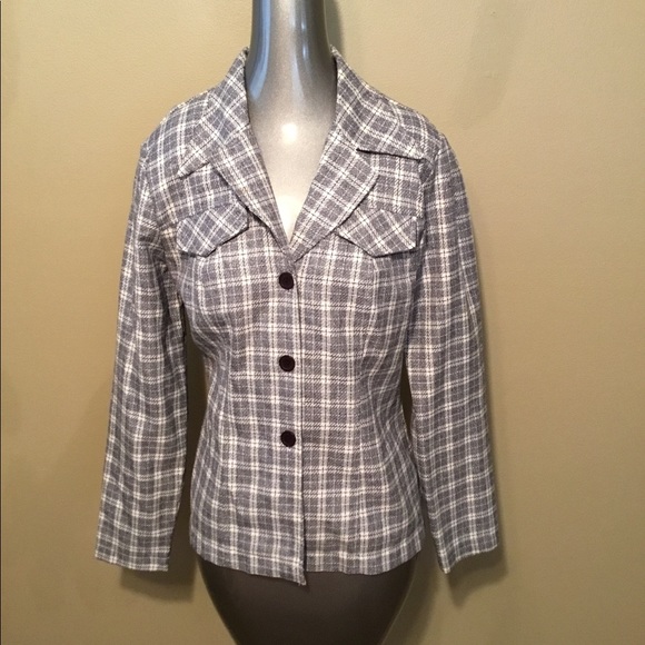 Vintage Rampage gray/white plaid blazer jacket - Picture 1 of 4